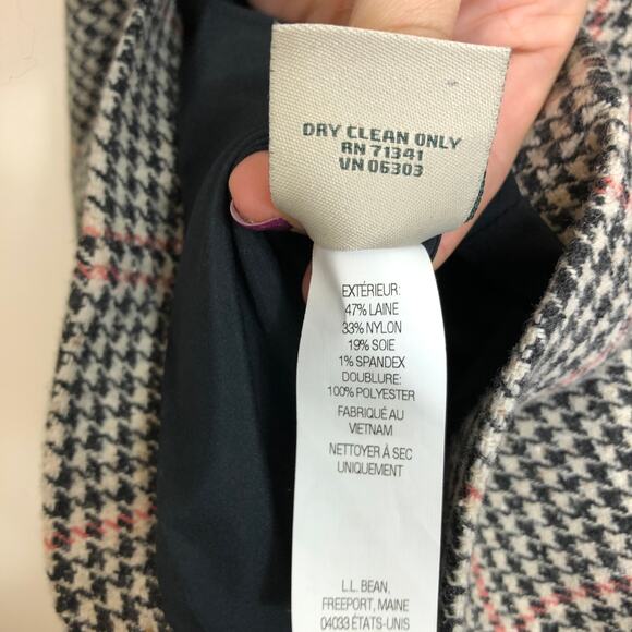 L.L. Bean Blazer Wool Silk Houndstooth Plaid Button Front Double Pockets XL - Picture 7 of 10